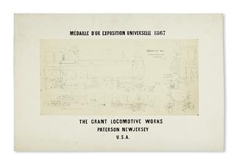 (RAILROAD.) Pair of large Grant Locomotive Works photos from the 1867 Worlds Fair.